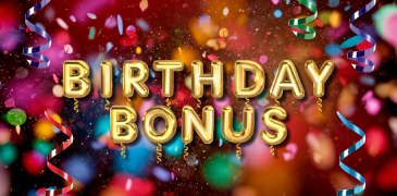 Birthday bonus in balloon letters