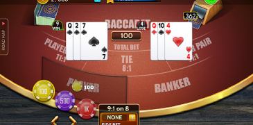 Screenshot of an online baccarat game