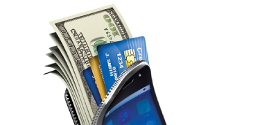 Money in a wallet shaped like a phone
