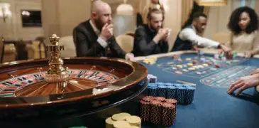 A group of people playing poker