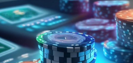 Closeup of poker chips