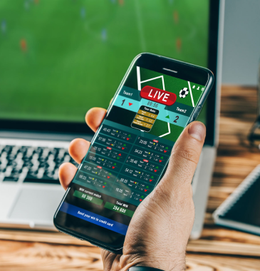 Mobile displaying sports betting game