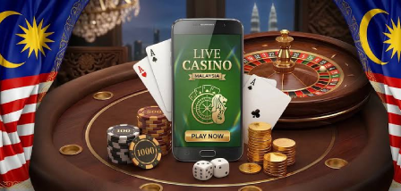 A mobile with casino app on the display