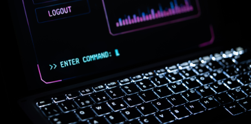 Closeup of lit up laptop keyboard