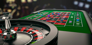 Closeup of roulette and blackjack table