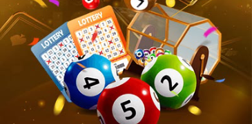 Lottery tickets and bingo balls and a rotating machine