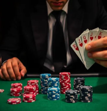 Cropped image of a man playing poker